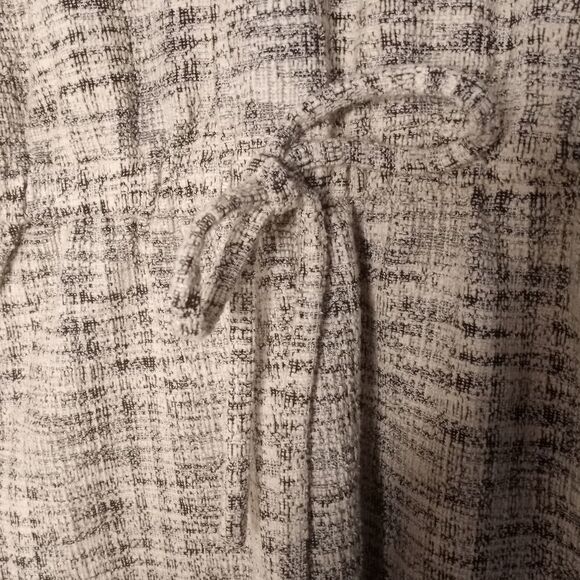 She+Sky L Raglan Shortsleeves Pockets Waist Cord Plaid White Black Women's Dress - Picture 3 of 6